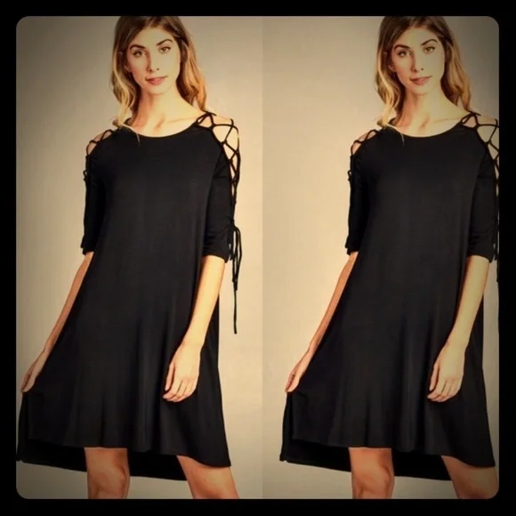 Tee Shirt LBD with Cut-Out Sleeves Small - Picture 3 of 6